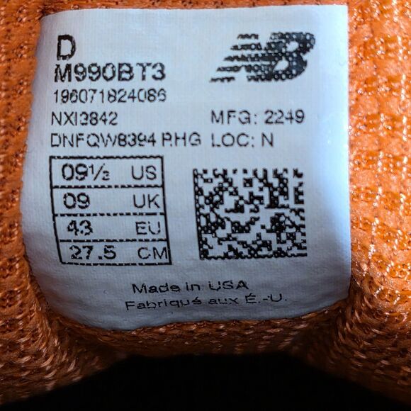 New Balance x Teddy Santis 990v3 Made in USA Khaki Orange M990BT3 Men\'s Size 9.5